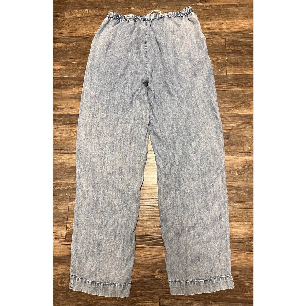 Jane + Delancey Lyocell Chambray Wide Leg Pants Pull On S Coastal Lightweight - Picture 3 of 10